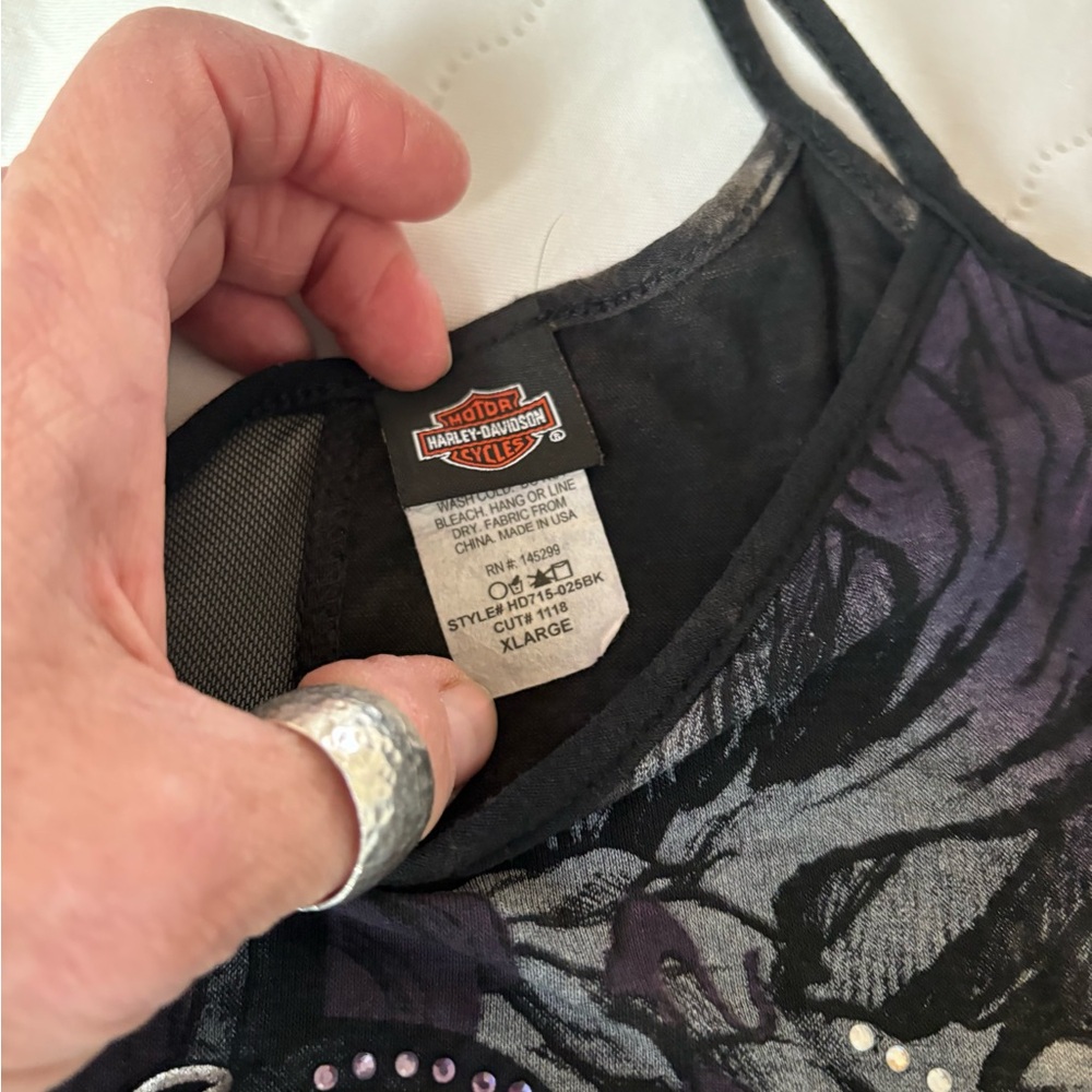 Harley-Davidson Black and Purple Women's Top - Picture 5 of 8